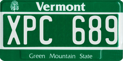 VT license plate XPC689