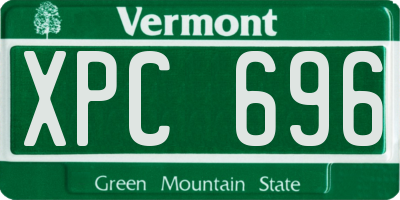 VT license plate XPC696