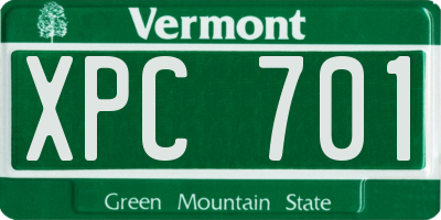 VT license plate XPC701