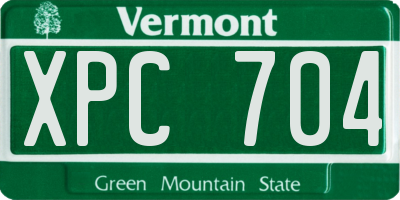 VT license plate XPC704