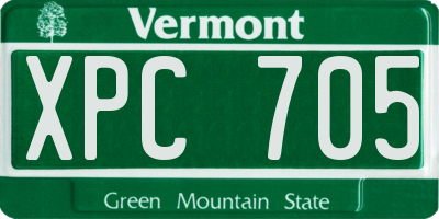 VT license plate XPC705