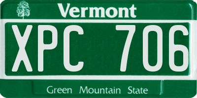 VT license plate XPC706