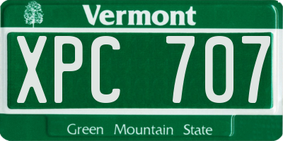 VT license plate XPC707