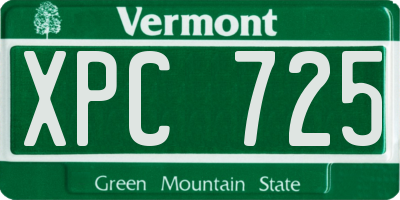 VT license plate XPC725