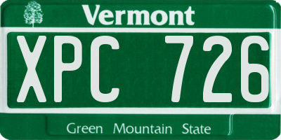 VT license plate XPC726