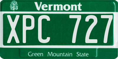 VT license plate XPC727