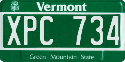 VT license plate XPC734