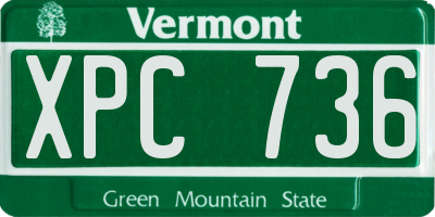 VT license plate XPC736