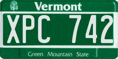 VT license plate XPC742