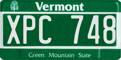VT license plate XPC748