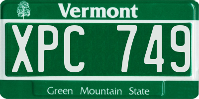 VT license plate XPC749