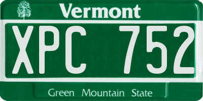 VT license plate XPC752