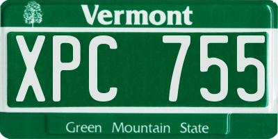 VT license plate XPC755