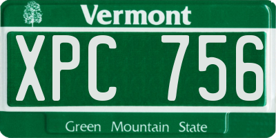 VT license plate XPC756
