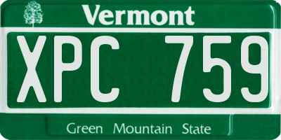 VT license plate XPC759