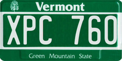 VT license plate XPC760