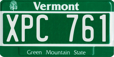 VT license plate XPC761