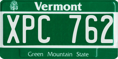 VT license plate XPC762