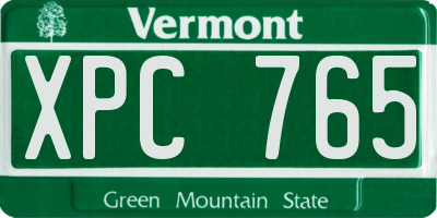 VT license plate XPC765
