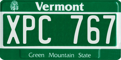 VT license plate XPC767