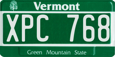 VT license plate XPC768