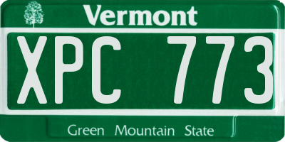 VT license plate XPC773