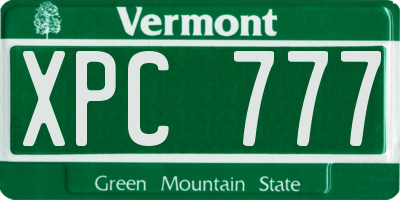 VT license plate XPC777