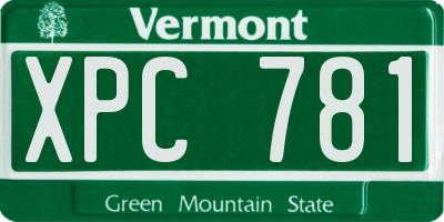 VT license plate XPC781
