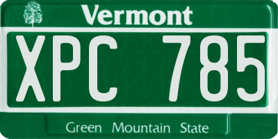 VT license plate XPC785