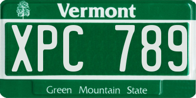 VT license plate XPC789