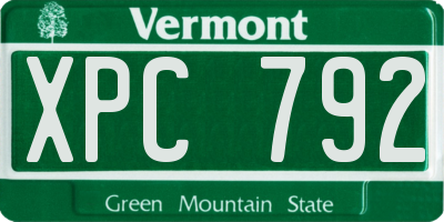 VT license plate XPC792