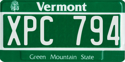 VT license plate XPC794