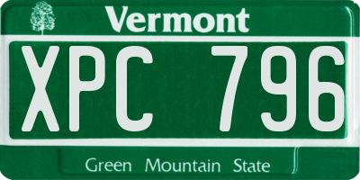 VT license plate XPC796