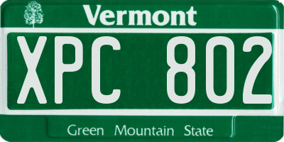 VT license plate XPC802