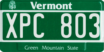 VT license plate XPC803