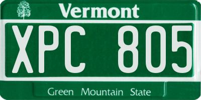 VT license plate XPC805