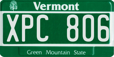 VT license plate XPC806