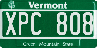 VT license plate XPC808