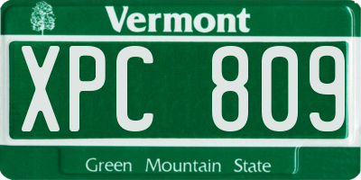 VT license plate XPC809