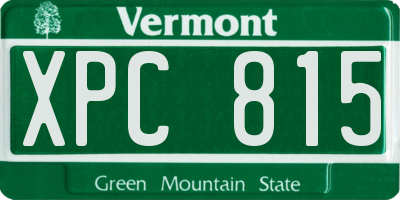 VT license plate XPC815