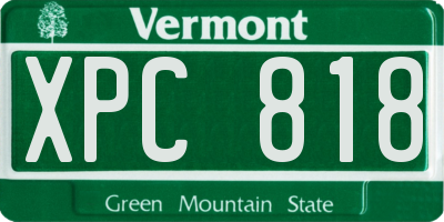 VT license plate XPC818