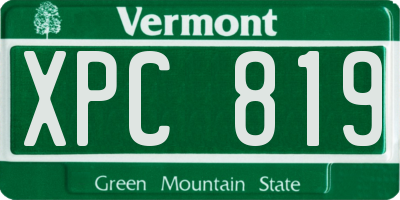 VT license plate XPC819