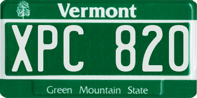 VT license plate XPC820