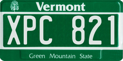 VT license plate XPC821