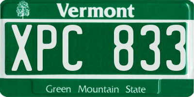 VT license plate XPC833