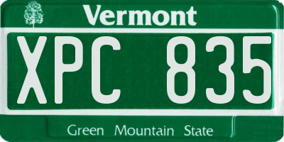 VT license plate XPC835