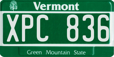VT license plate XPC836