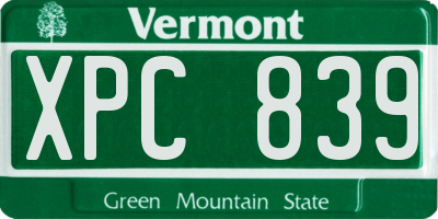 VT license plate XPC839