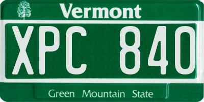 VT license plate XPC840