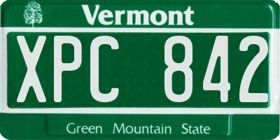 VT license plate XPC842